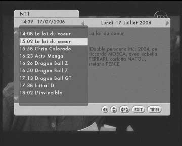 ATTENZIONE: quando il TIMER è attivo, cioè quando il decoder è acceso su un canale perchè una programmazione è cominciata, nessun tasto del telecomando è attivo.