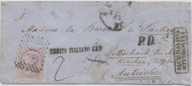 Austria TASSAZIONI 9 Giugno 1864: Lettera del peso superiore ai 15 grammi da Canale a Mantova.