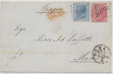 Spagna 17 Novembre 1872: Lettera da Barcellona per Genova affrancata per 50 c.