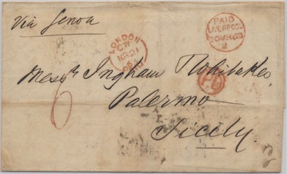 Gran Bretagna 3 Giugno 1861: Lettera da Leeds per Messina, spedita non franca.