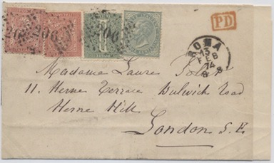 Gran Bretagna STAMPATI Novembre 1871: Fascetta per uno stampato di peso superiore a 11/4 oncia da Londra per Genova