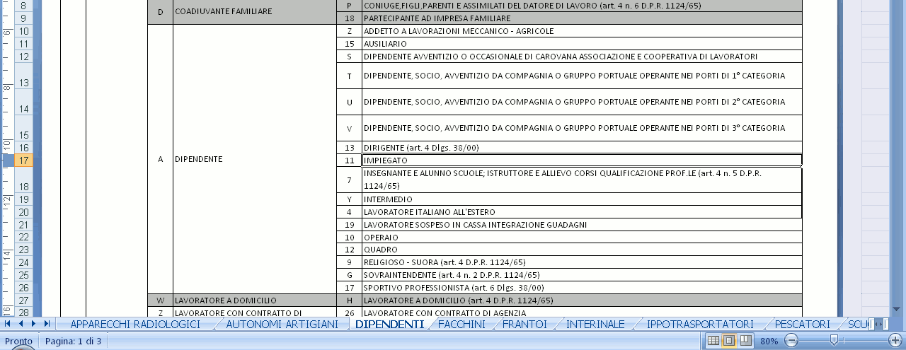 TABELLA DI COMPATIBILITA' TIPO POLIZZA/TIPOLOGIA LAVORATORE/QUALIFICA ASSICURATIVA