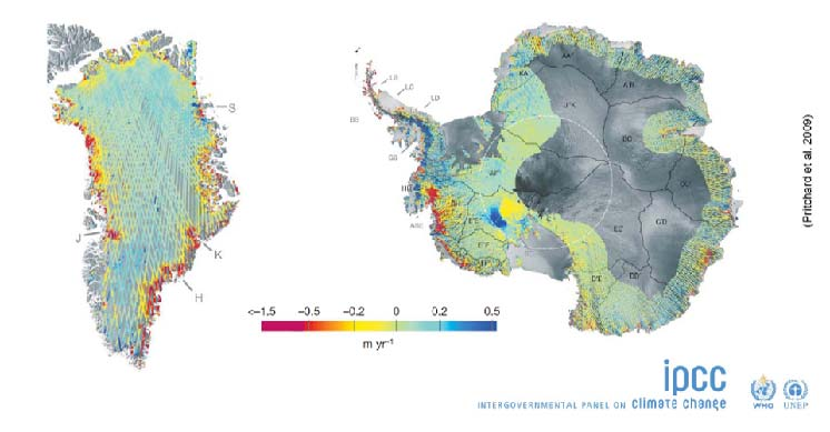 In Groenlandia e in Antartide si vedono solo alcuni segnali di fusione dei