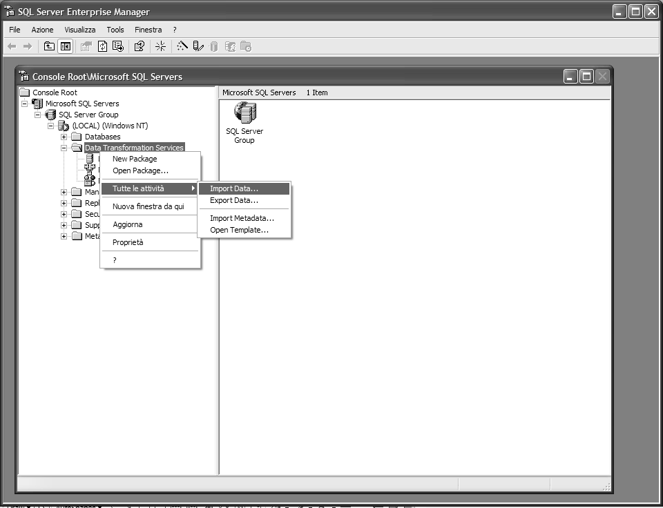 DTS Designer Gestione workflow processi di trasformazione dati Sequenza di esecuzione dei package e dei task