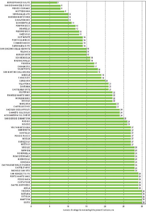sono, con 30 categorie merceologiche presenti, Goito, Mantova, Ostiglia, Suzzara e Viadana.