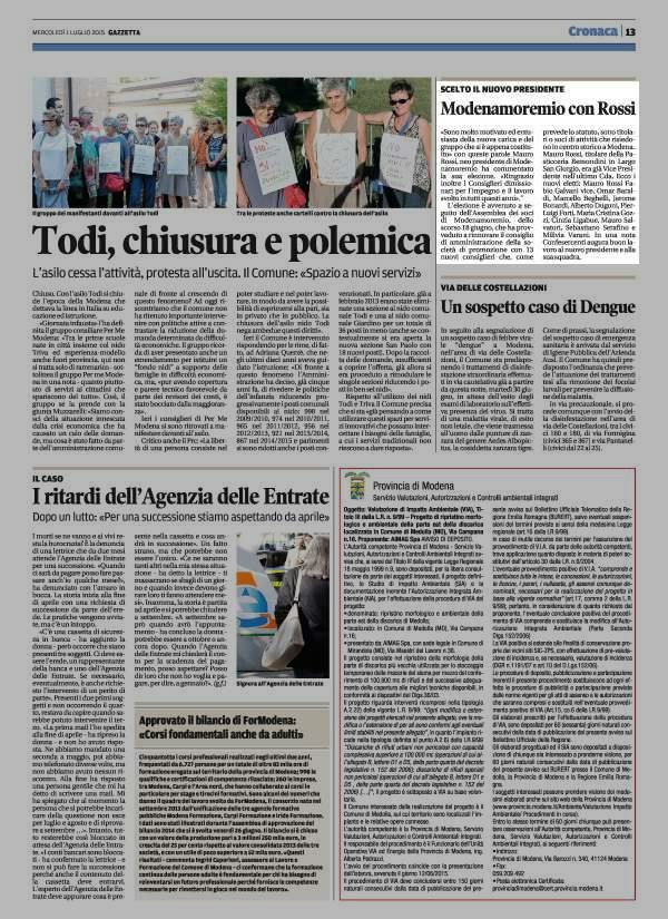 Pagina 13 Gazzetta di Modena SCELTO IL NUOVO PRESIDENTE.