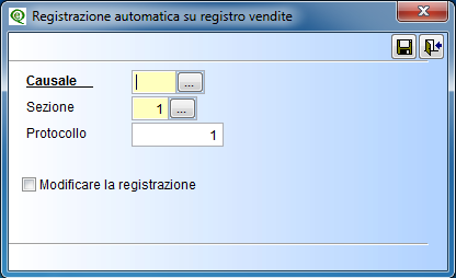 Confermata la registrazione comparirà il seguente messaggio: Si vuole creare la registrazione automatica su registro vendite?