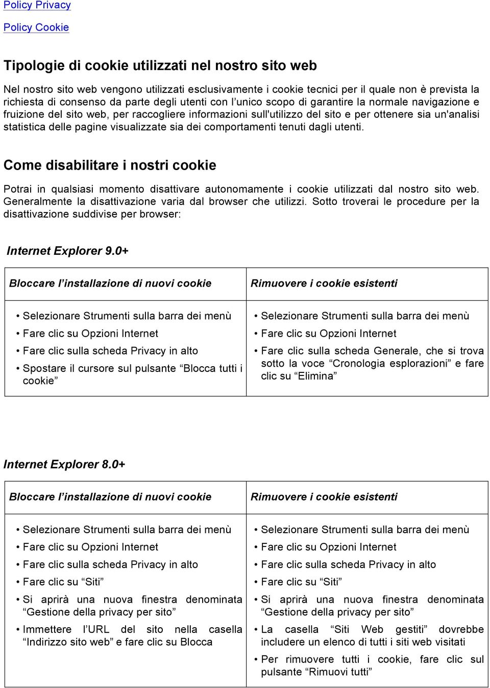 visualizzate sia dei comportamenti tenuti dagli utenti. Come disabilitare i nostri cookie Potrai in qualsiasi momento disattivare autonomamente i cookie utilizzati dal nostro sito web.