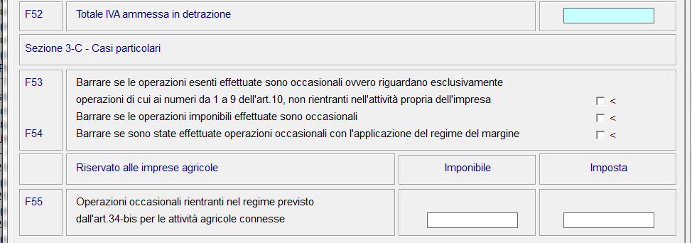 7.3 SEZIONE III Determinazione dell Iva ammessa in Detrazione Tale sezione, prevista per la determinazione dell Iva ammessa in detrazione, si suddivide a sua volta in tre sottosezioni: 3-A Operazioni