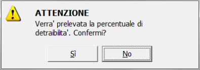 Il sopraddetto bottone Prelievo, presente all interno del Prospetto, permette di prelevare le percentuali di detraibilità