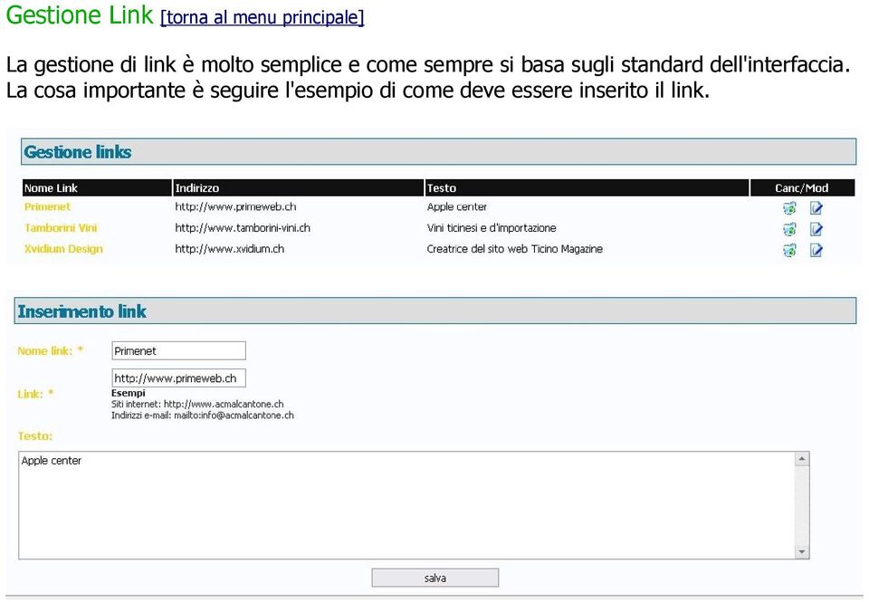 standard dell'interfaccia.