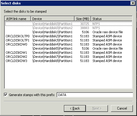 raw da 50GB sopra menzionati sono utilizzati da ASM dopo essere stati opportunamente stampati da apposito tool asm: Database RAC: le istanze Oracle RAC presenti sui 2 nodi sono le seguenti: SID ASM