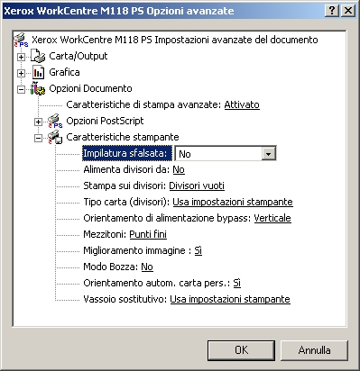 4 Funzionamento con sistema operativo Windows 2000, Windows XP e Windows Server 2003 Impostazioni della finestra di dialogo Opzioni avanzate Questa sezione descrive le impostazioni della finestra di