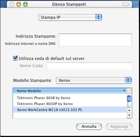 5 Con computer Macintosh Per la stampa IP 1. Selezionare [Stampa IP] dal menu e inserire l'indirizzo IP della stampante utilizzata. Opzioni stampante Opzioni 2.