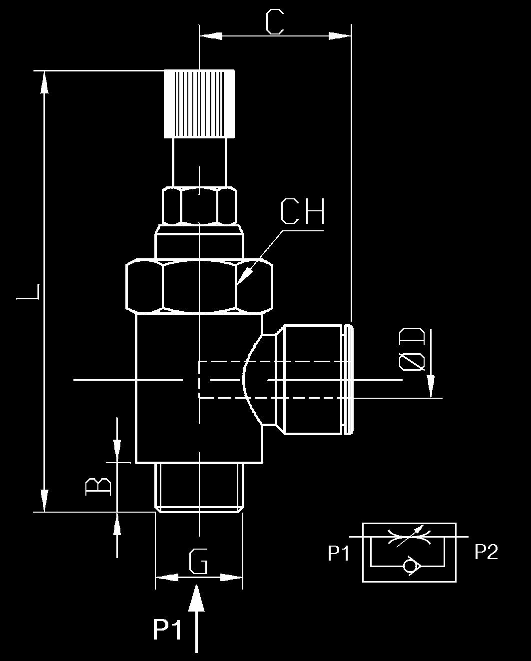 seriero Raccordi in ottone ad innesto rapido REGOLATORE DI FLUSSO UNIDIREZIONALE CILINDRICO CON POMOLO IN INGRESSO (PER VALVOLA) SIGLA L B C ØD G NI/min* CH q.