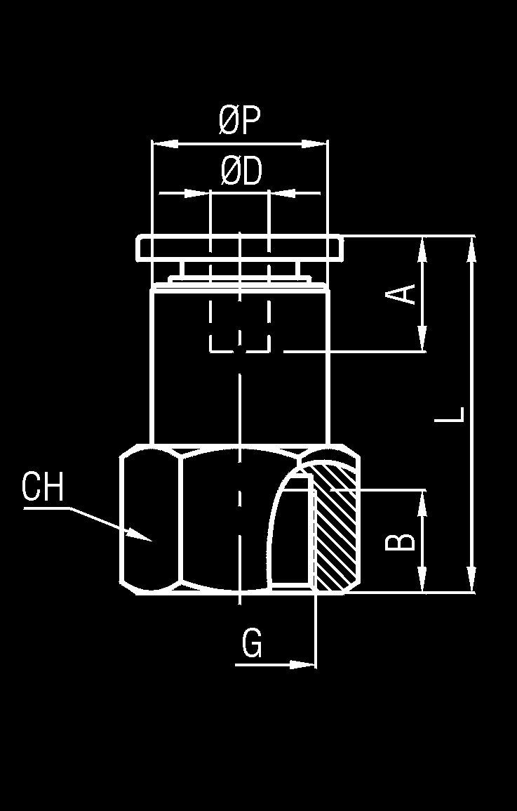 Raccordi in tecnopolimero ad innesto rapido seriert CARATTERISTICHE TECNICHE Materiale Resina acetalica Filettatura Metrica e cilindrica Guarnizione Gomma NBR Pinza Acciaio inox Taglia M G 1/2 Fluido