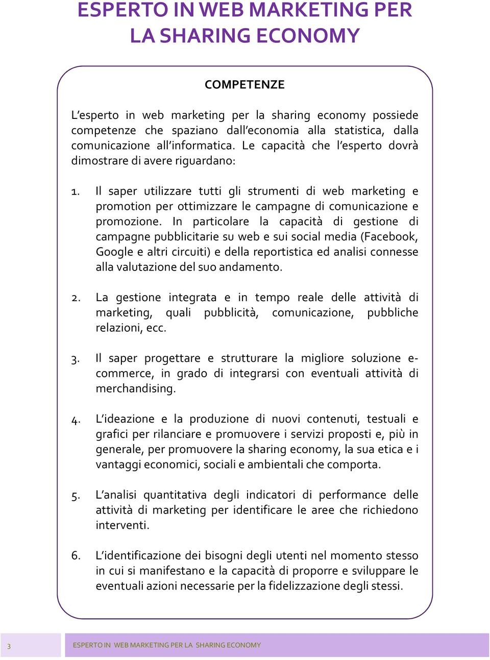 In particolare la capacità di gestione di campagne pubblicitarie su web e sui social media (Facebook, Google e altri circuiti) e della reportistica ed analisi connesse alla valutazione del suo