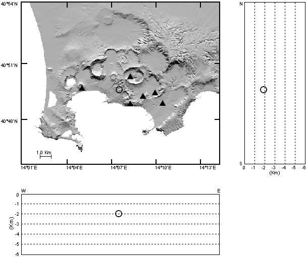 Campi Flegrei Nel primo semestre 2007 nell area dei Campi Flegrei si è verificato un solo terremoto (Fig. 4) localizzabile mediante algoritmi di ricerca su griglia (Lomax et al.
