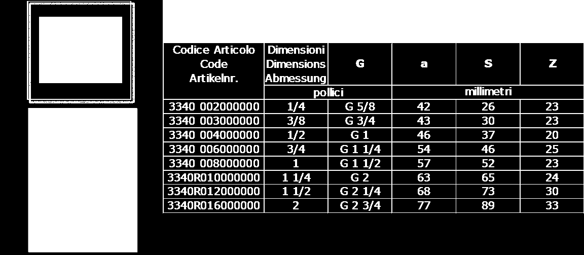 3330 Bocchettone F/F, sede piana 3331 Bocchettone