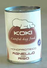 NEW KOKI - ALIMENTI PER CANE C800000 AGNELLO 400 G Composizione: carne di agnello 96%, sostanze minerali, gelatina vegetale, xilosio.