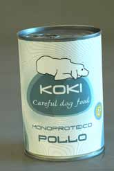 NEW KOKI - ALIMENTI PER CANE C800040 POLLO 400 G Composizione: carne di pollo 96%, sostanze minerali, gelatina vegetale, xilosio.