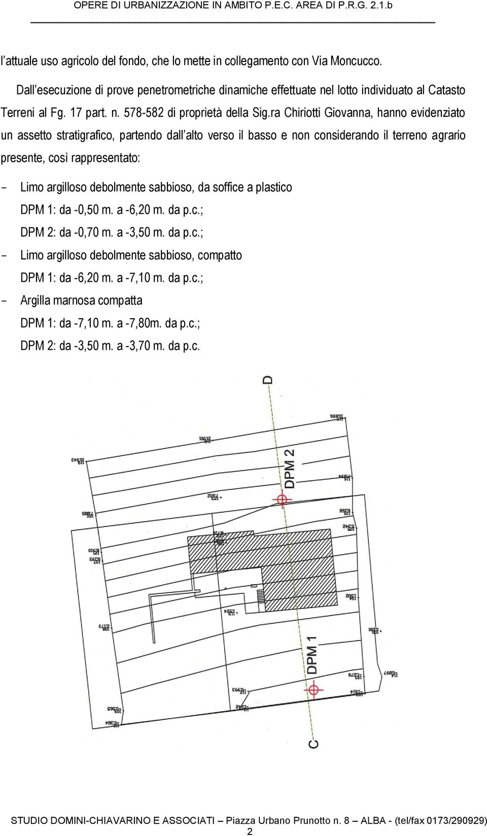 ra Chiriotti Giovanna, hanno evidenziato un assetto stratigrafico, partendo dall alto verso il basso e non considerando il terreno agrario presente, così rappresentato: - Limo