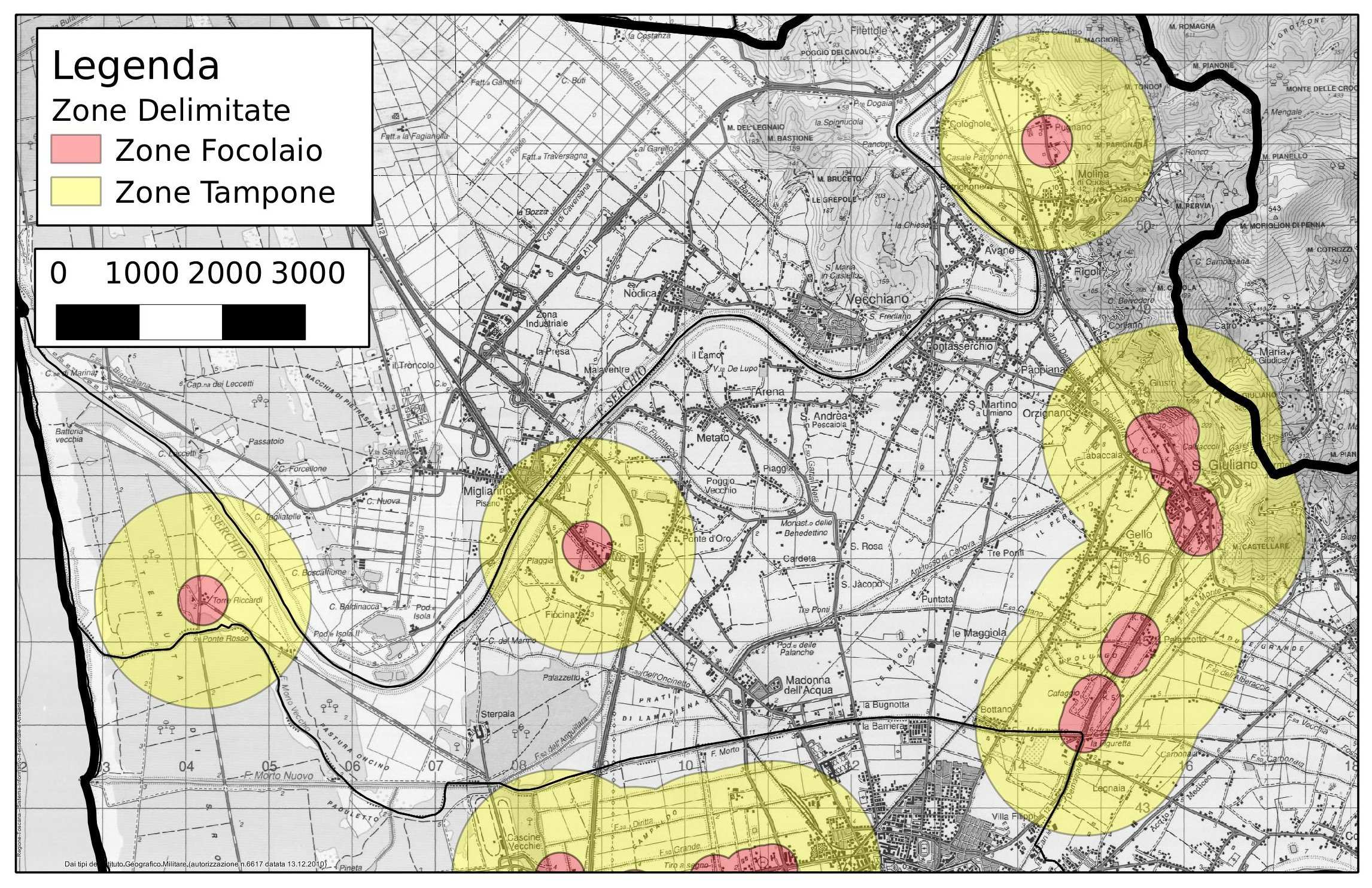 Allegato II i Mappa di dettaglio Comuni di Cascina, Calcinaia (Fornacette) e Vicopisano Allegato II l Mappa di