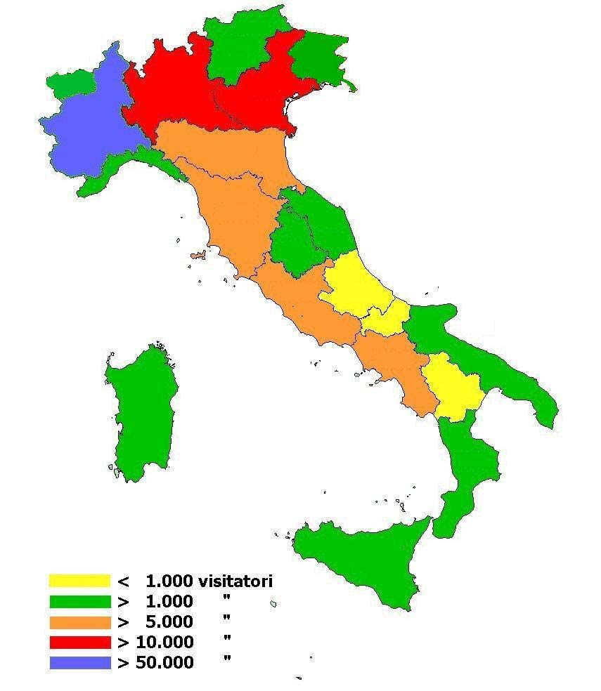 Grafico 3 TURISTI ITALIANI PER REGIONE DI PROVENIENZA ANNO 2008 1.798 1.584 1.115 24.701 10.