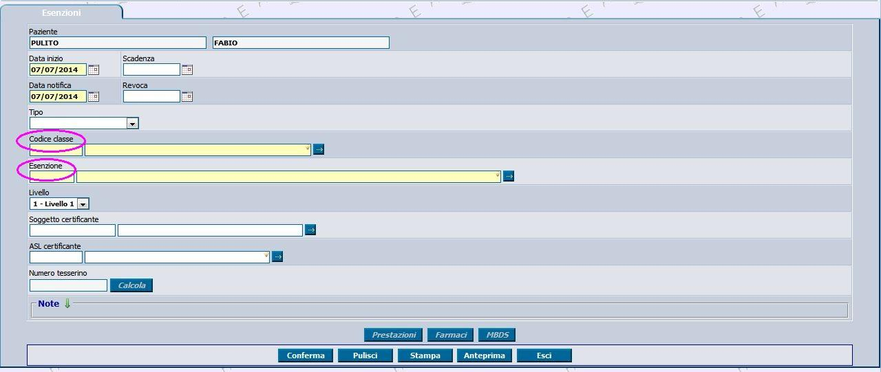 N.B. Premendo il tasto Esenzioni vengono visualizzate tutte le esenzioni storiche anche quelle non più attive. Anche da questa pagina sarà possibile inserirne una nuova.