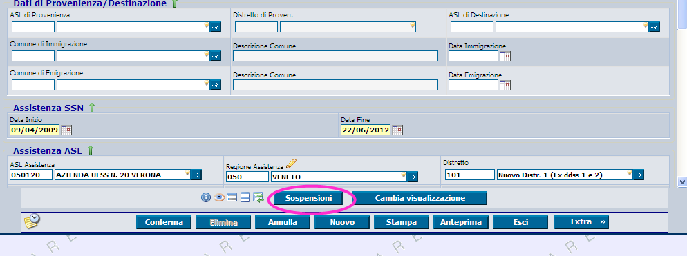 Si aprirà la finestra delle descrizioni degli eventi.