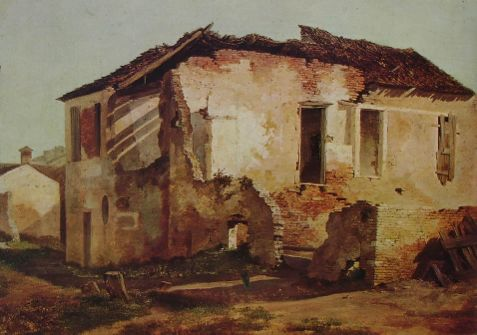 Fig. XXXII: Casa diroccata, 1850, cm 36x53, olio su carta