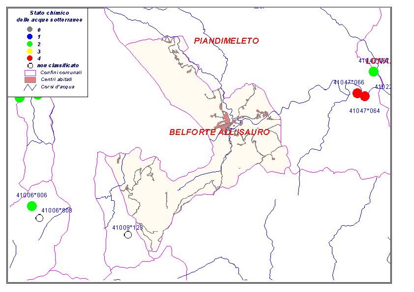 Codice Comune 41005 Comune di BELFORTE ALL'ISAURO Pozzi e sorgenti Codice località tipo classificazione importanza N prese 4100500114 Botegno s 1-5 l/s 1 4100500039 Fonte Buona s 1-5 l/s