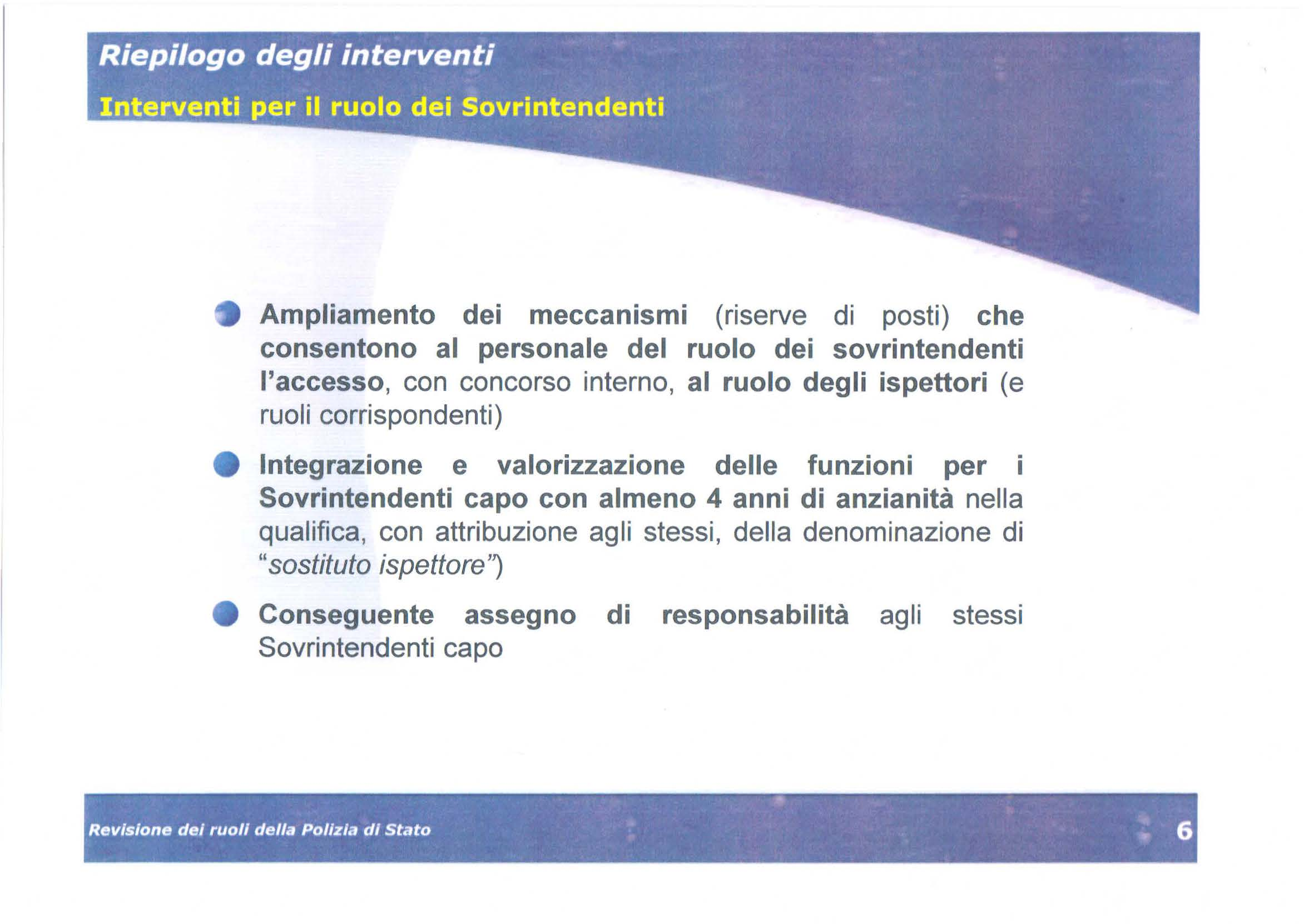 Ampliamento dei meccanismi (riserve di posti) che consentono al personale del ruolo dei sovrintendenti l'accesso, con concorso interno, al ruolo degli ispettori (e ruoli corrispondenti) e