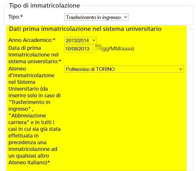 IMMATRICOLAZIONE PER