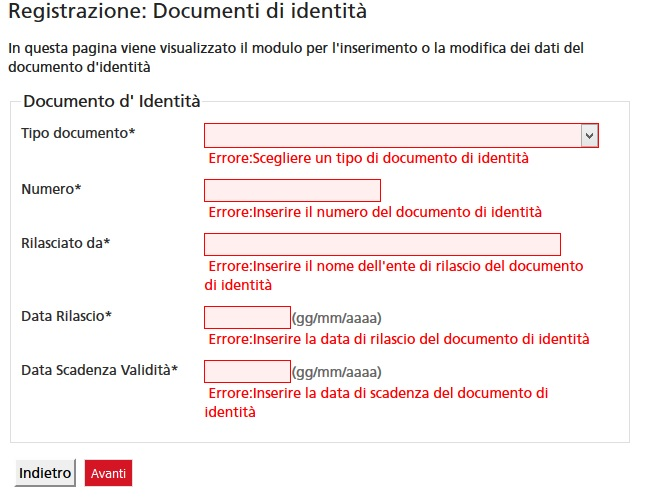 Compila il modulo con i dati