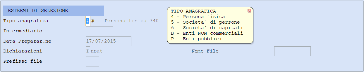 4. NOVITA' - Creazione file Telematico - Campo "Prefisso file" 26. Modello IRAP 09. Programmi di utilità 01. Generazione tabelle 02.