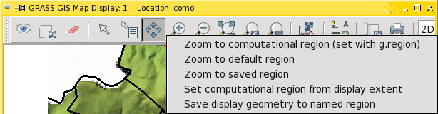 Il concetto di regione tasto zoom option Tasto zoom option del Map Display zoom sulle estensioni della regione corrente zoom sulle estensioni della regione di default zoom