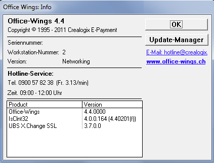 2. Collegare il certificato client al programma di pagamento Avviare il programma di configurazione di Office-Wings accertandosi che la versione in uso sia aggiornata (minimo 4.4 o successiva).