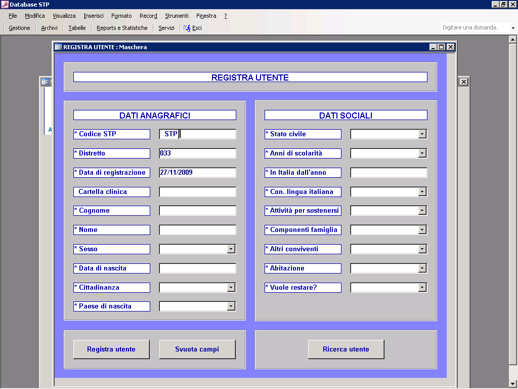 A: Registrazione di nuovo utente U.O.