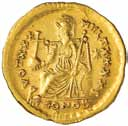 262 262 Galla Placidia (moglie di Costanzo III) Solido (Ravenna) - Busto drappeggiato e diademato a d. - R/ Costantinopoli seduta a s. con piede su prua, scettro e globo crucifero; a d.