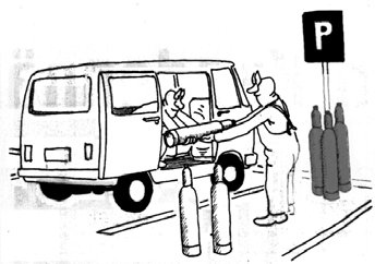 7. IN SOSTA I veicoli con a bordo bombole o dewar possono essere lasciati in sosta all aperto, in luogo possibilmente isolato e che offra garanzie di sicurezza.