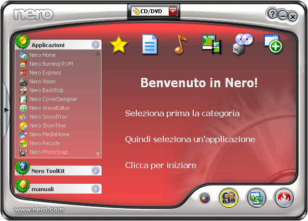Avvio del programma 4 Avvio del programma 4.1 Avvio di Nero CoverDesigner tramite Nero StartSmart Procedere come segue per avviare Nero CoverDesigner tramite Nero StartSmart: 1.