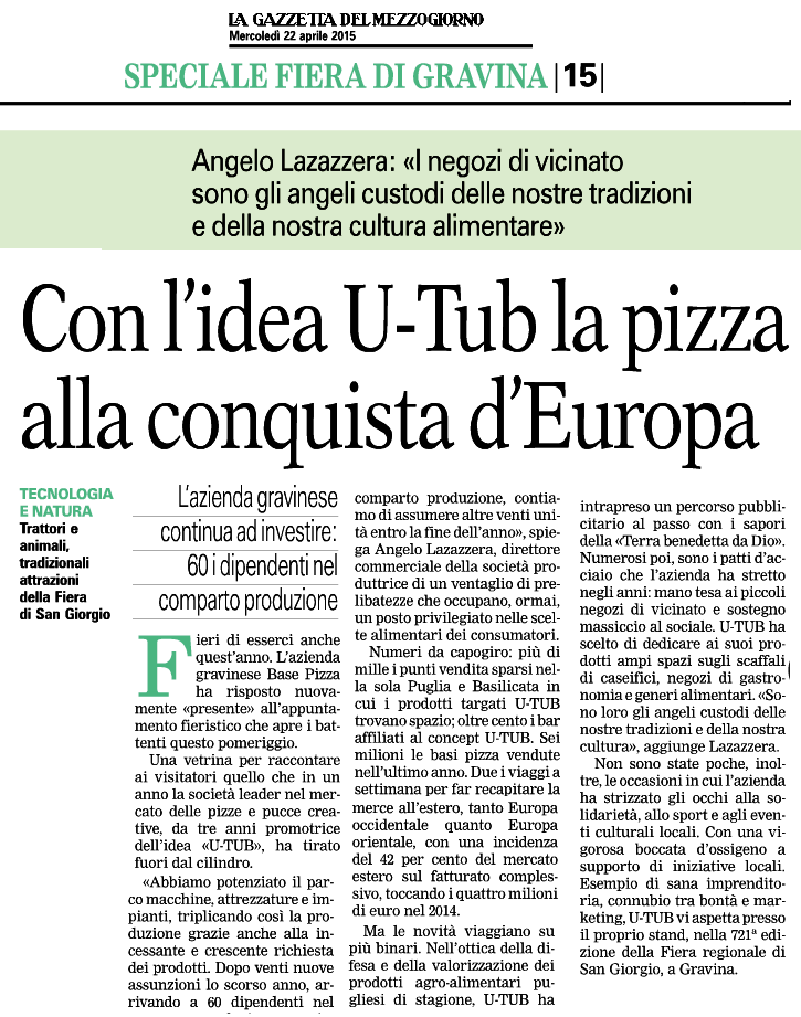 TESTATA: GAZZETTA DEL MEZZOGIORNO DATA: 22 APRILE 2015