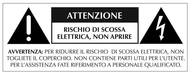 ATTENZIONE: Subito dopo aver ricevuto l apparecchio aprite attentamente la scatola, controllate il contenuto per accertarvi che tutte le parti siano presenti e in buone condizioni.