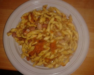 Ricetta con zucca della mia adorata nipotina chef: Pasta zucca e pancetta! Da leccarsi i baffi!