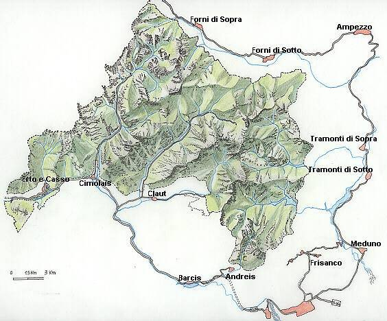 Localizzazione dell'area di studio L'area di studio è localizzata nel cuore delle Dolomiti Friulane, in Provincia di Pordenone, comune di Claut.