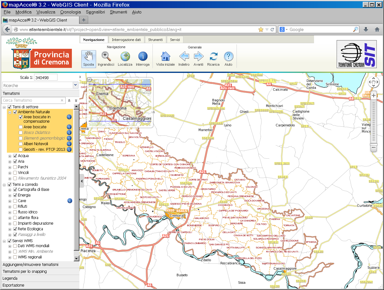 Geoportale provinciale Manuale d uso Pre -requisiti Il sistema di pubblicazione delle applicazioni di cartografia online si basa sul software MapAccel, ottimizzato per Firefox, Chrome, Opera,