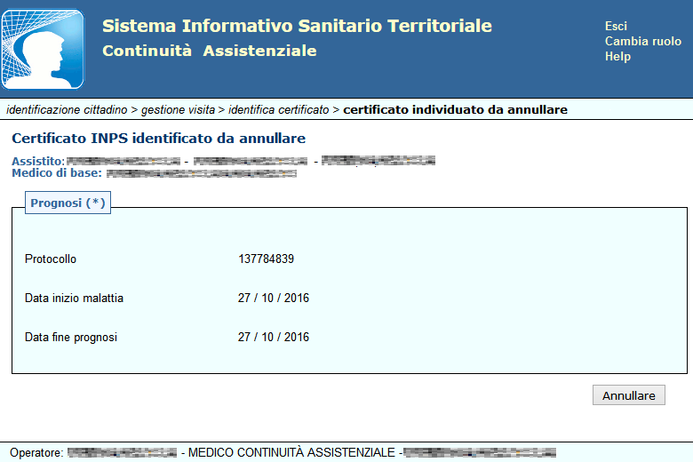 4.2.3.1 Identifica/Annulla Certificato Questa funzionalità permette di ricercare un certificato ed annullarlo.