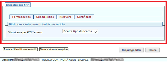 Figura 42 E possibile perfezionare la ricerca di un documento, cliccando su RICERCA AVANZATA, si aprirà la sezione IMPOSTAZIONE FILTRI in cui è possibile ricercare un documento: FARMACEUTICO,