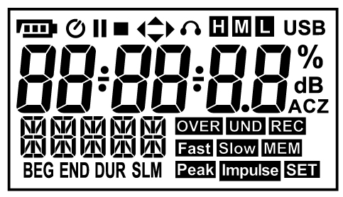 Descrizione Descrizione dello strumento 1. Connettore microfono 2. Interfaccia USB 3. Display LCD 4. Pulsante Power 5. Microfono e parabrezza 6. Pulsanti di Navigazione 7. Pulsante Start / Pausa 8.